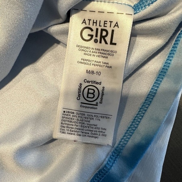 EUC Athleta Girl Perfect Pair Tank Blue RD 288220 Size Medium 8-10 - Picture 6 of 8